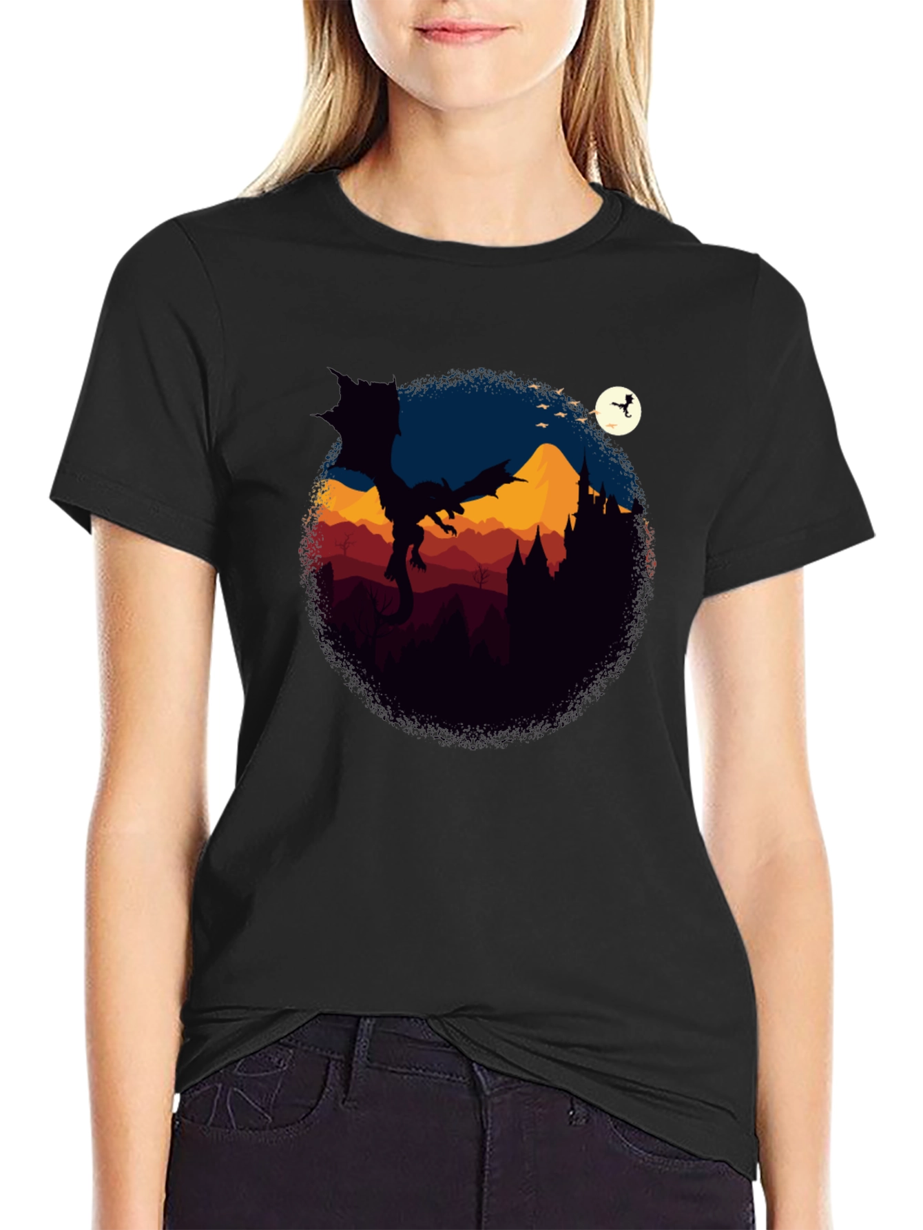 Dragon Castle Graphic Tee - Black