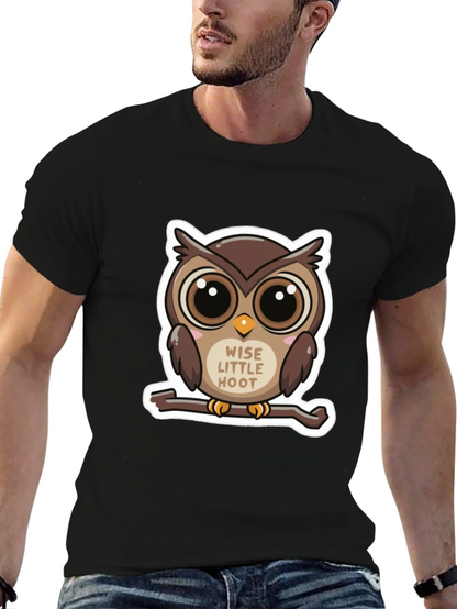 Cute Owl Wise Little Hoot Graphic Tee - Black