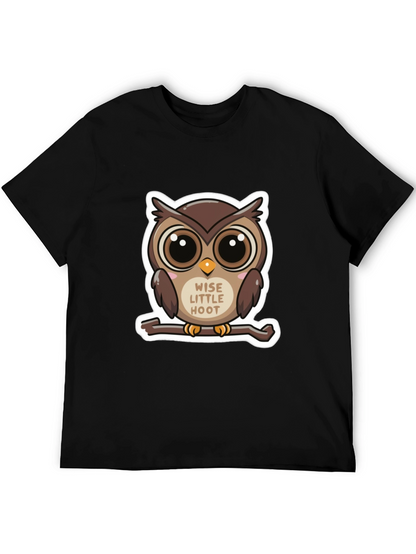 Cute Owl Wise Little Hoot Graphic Tee - Black