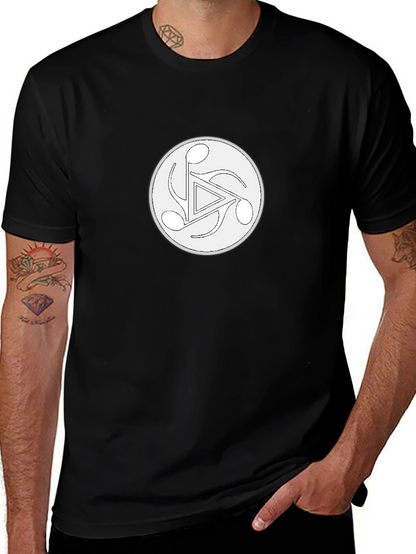 Black Tee with Music Trefoil Design