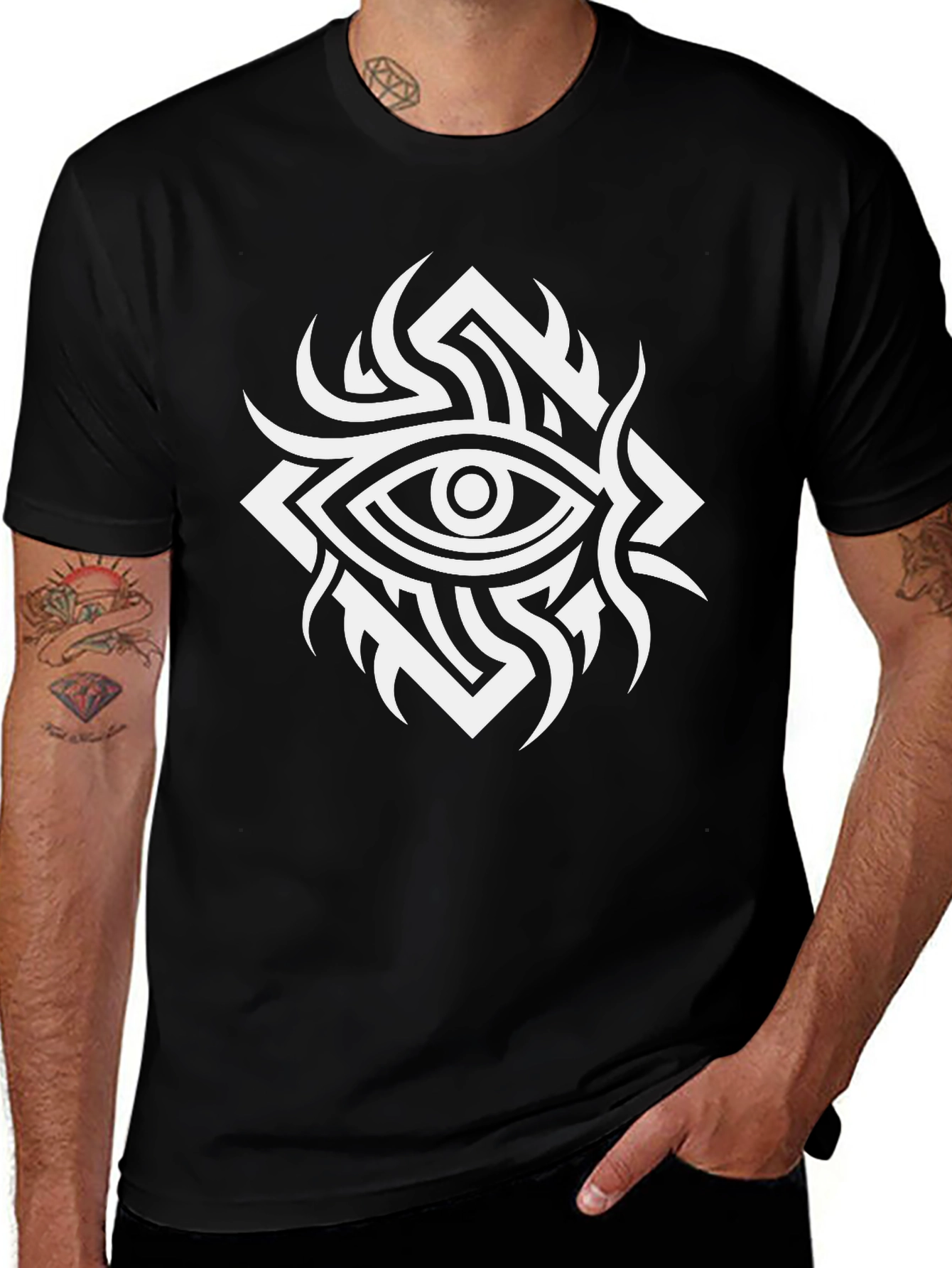 Mystic Eye Graphic Tee - Black Cotton T-Shirt