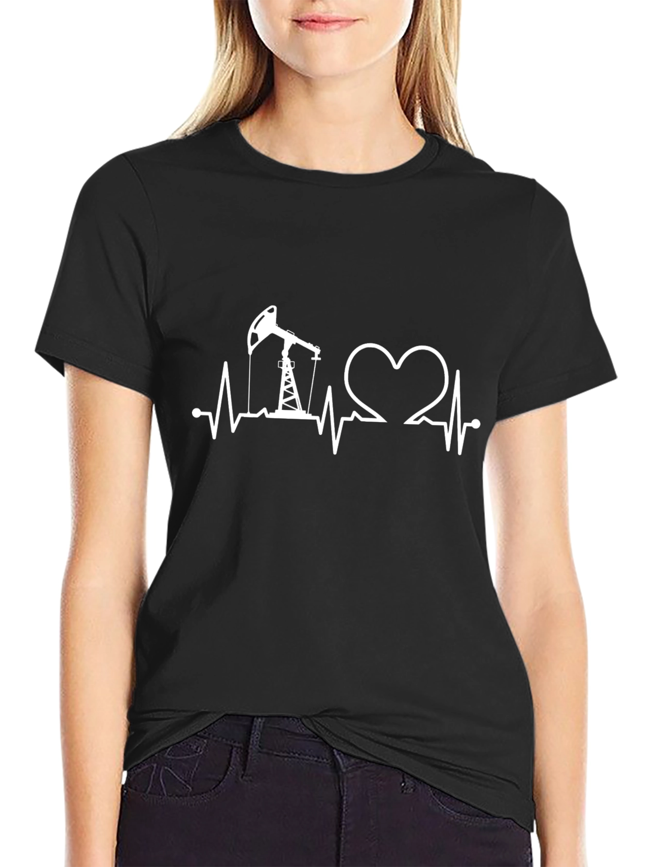 Oilfield Heartbeat T-Shirt - Black Graphic Tee