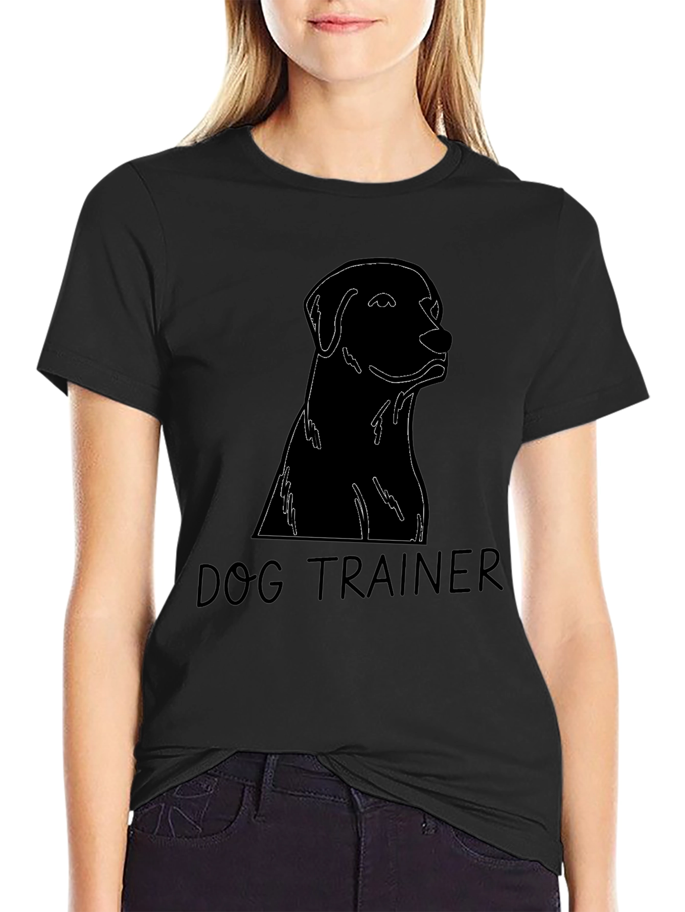 Dog Trainer Black T-Shirt Labrador Silhouette