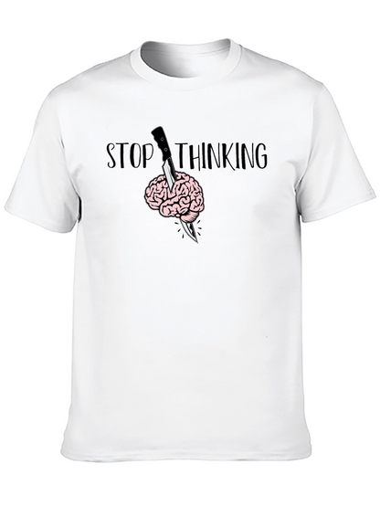 Stop Thinking Graphic T-Shirt - Brain Knife Tee