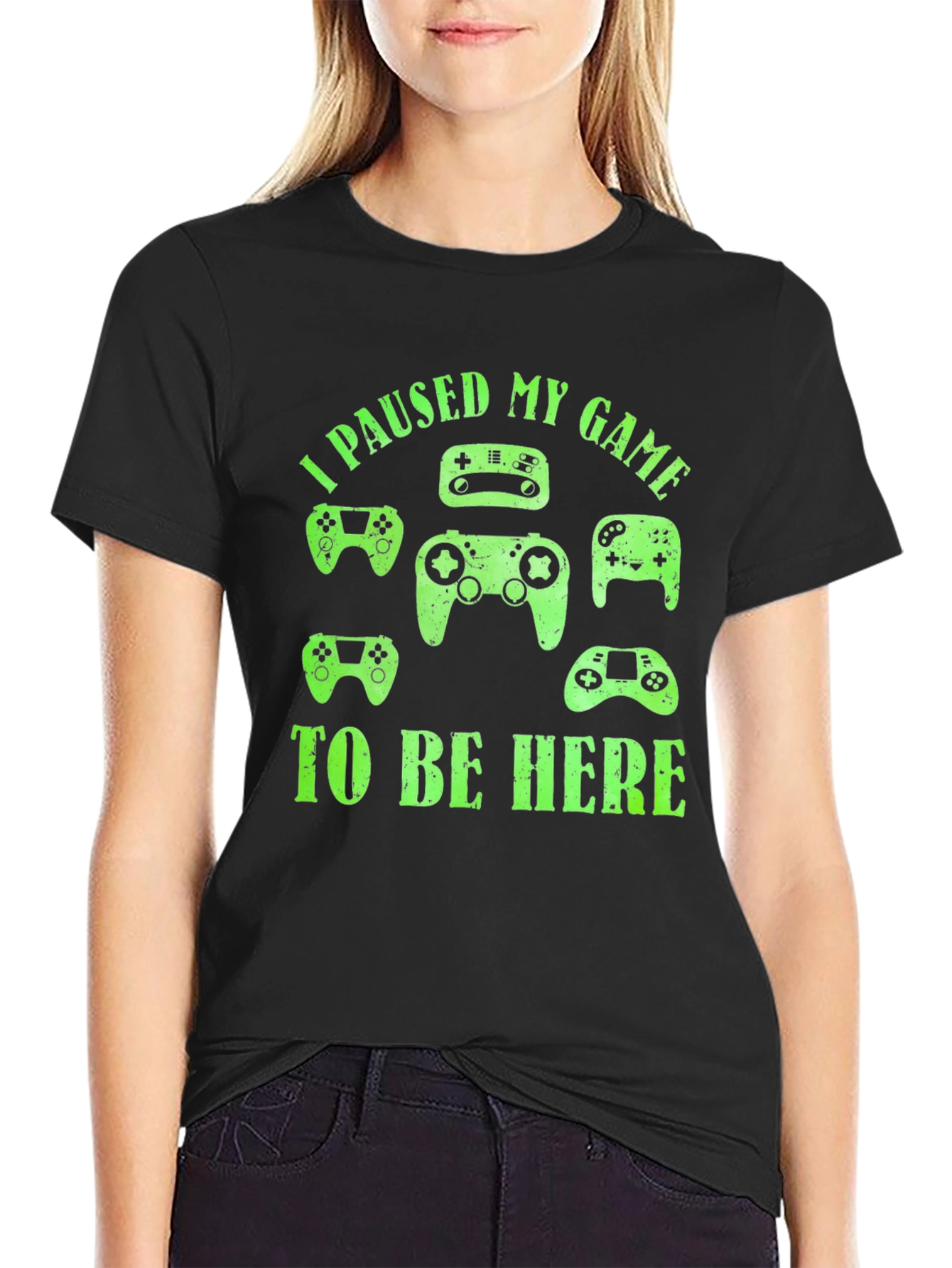 I Paused My Game To Be Here Black T-Shirt
