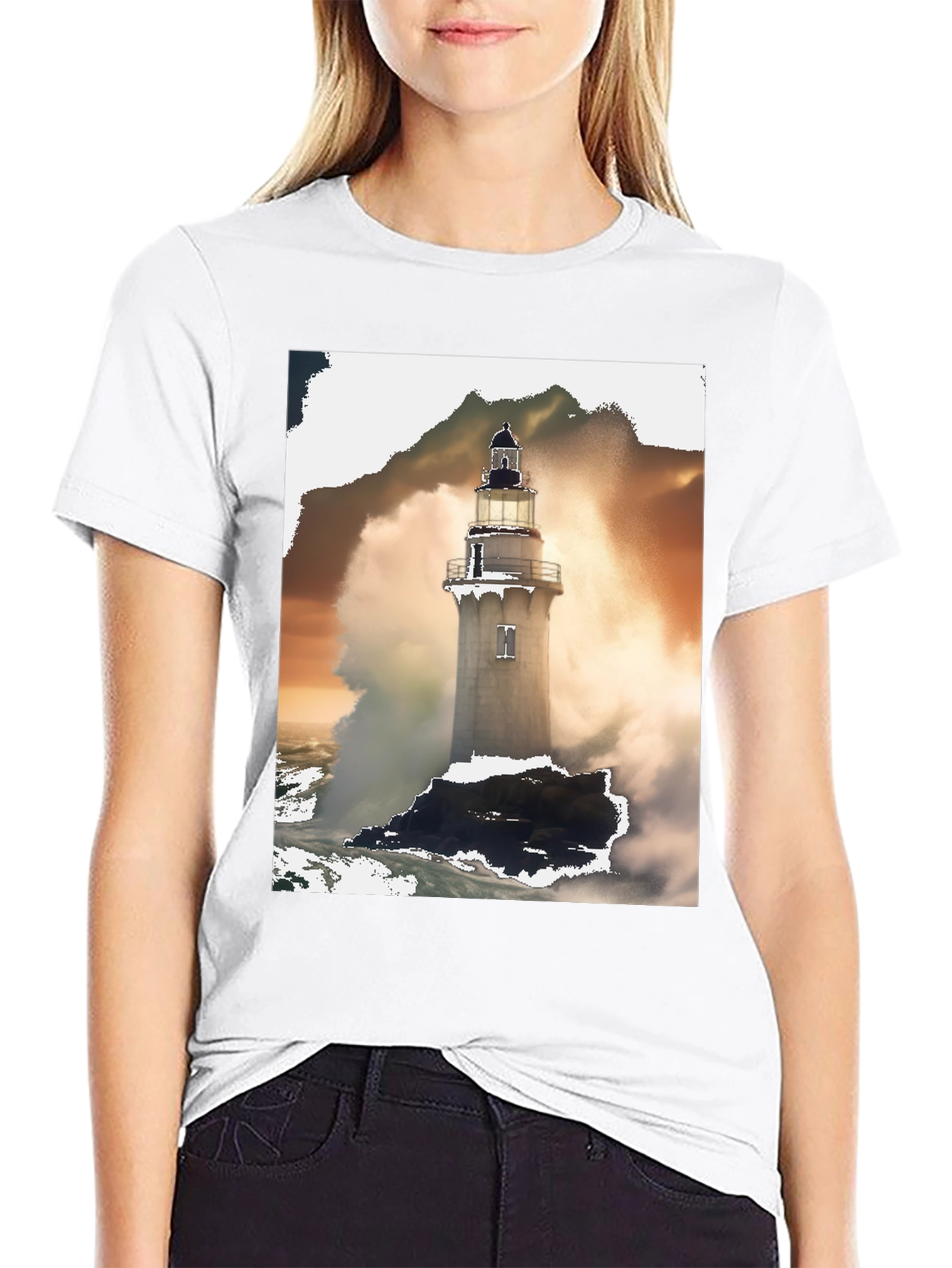 Lighthouse Graphic Tee - Stormy Seas Design