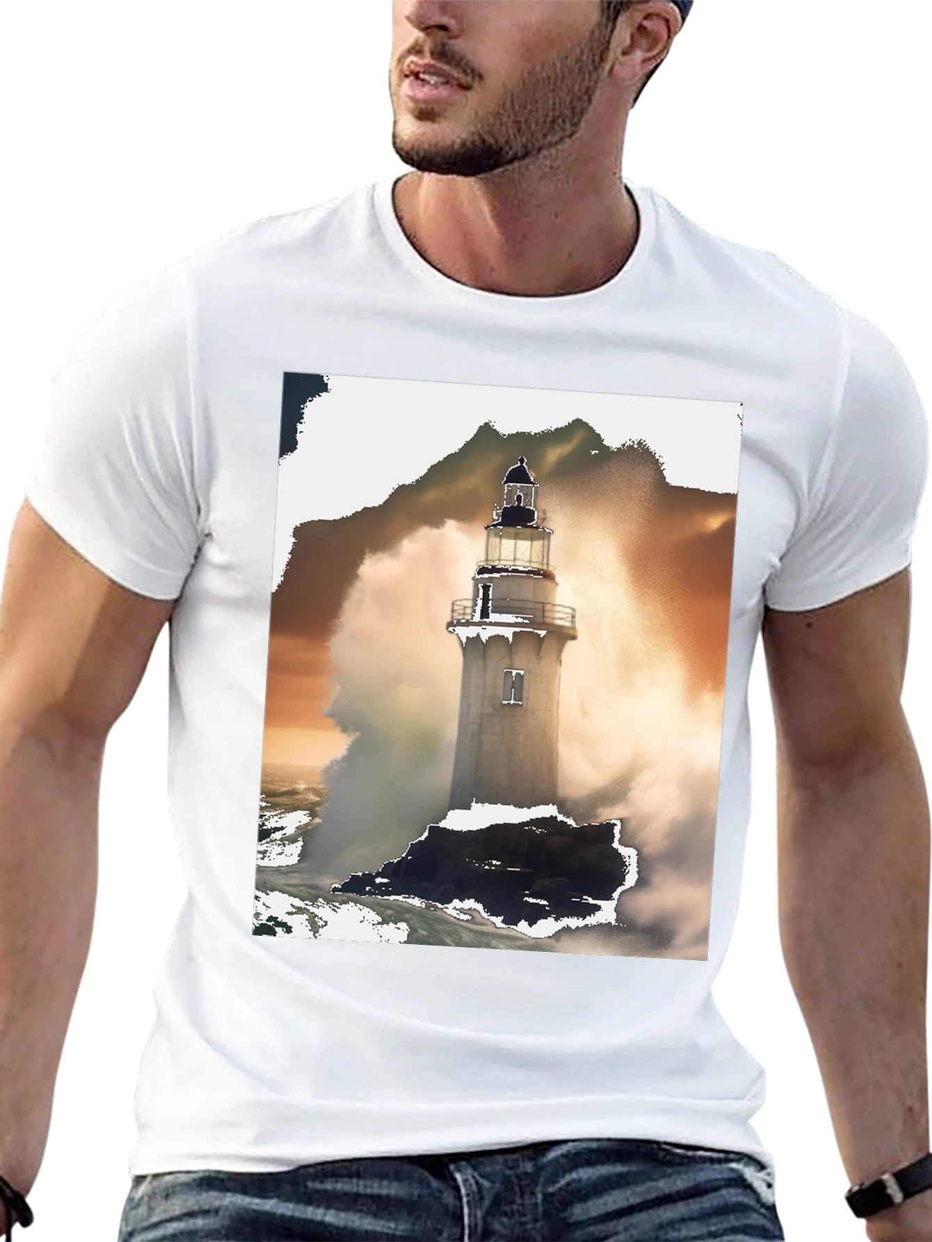 Lighthouse Graphic Tee - Stormy Seas Design