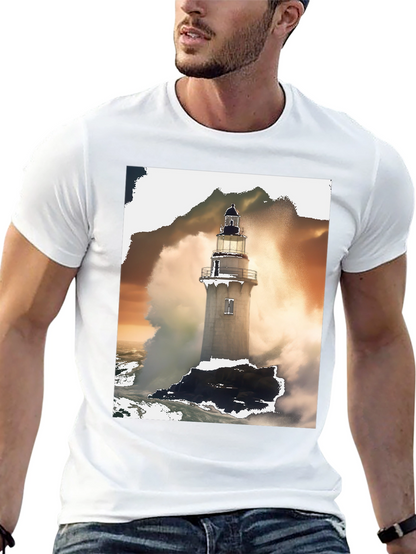 Lighthouse Graphic Tee - Stormy Seas Design