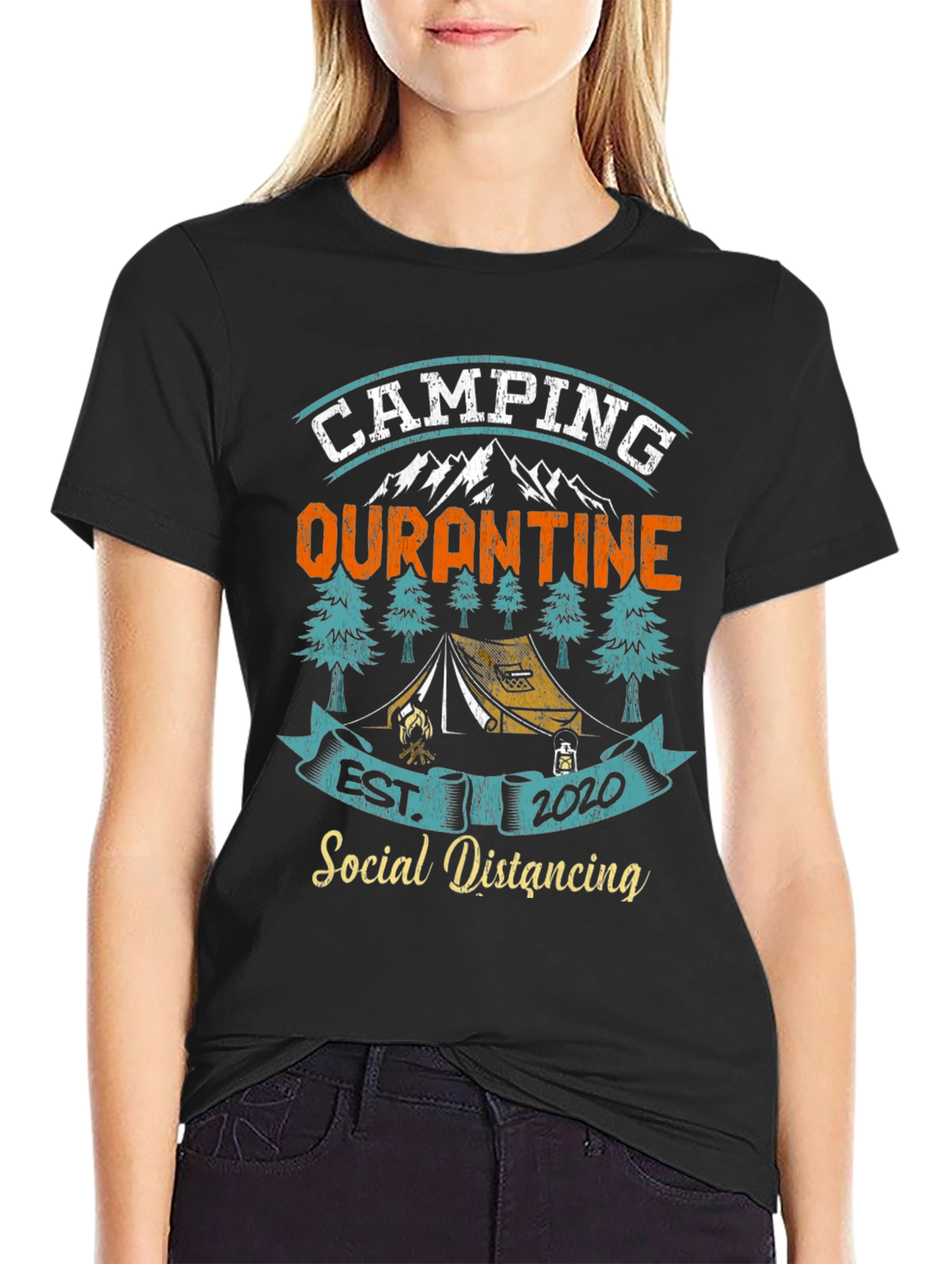 Camping Quarantine Social Distancing Graphic T-Shirt