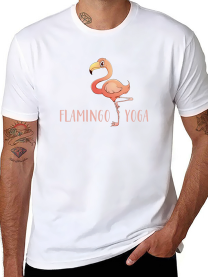 Flamingo Yoga Graphic Tee - Black Cotton T-Shirt