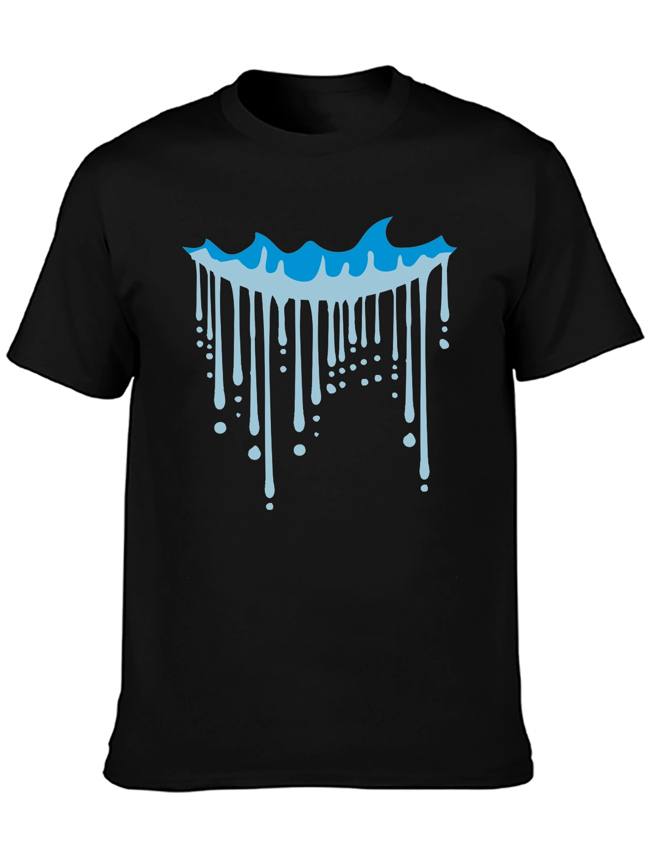 Cool Wave Drip Graphic Tee - Black Cotton T-Shirt