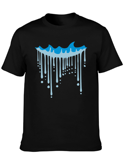 Cool Wave Drip Graphic Tee - Black Cotton T-Shirt
