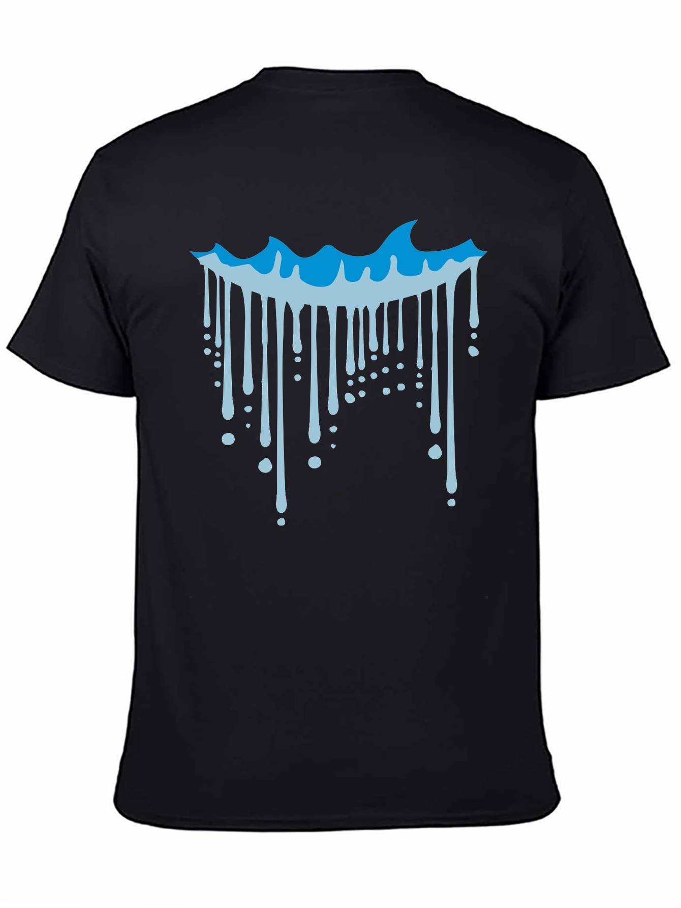 Cool Wave Drip Graphic Tee - Black Cotton T-Shirt