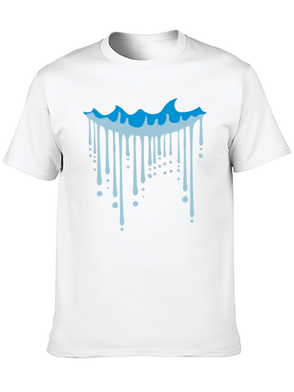 Cool Wave Drip Graphic Tee - Black Cotton T-Shirt