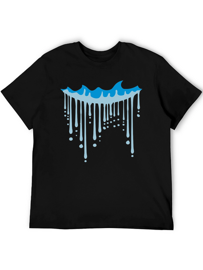 Cool Wave Drip Graphic Tee - Black Cotton T-Shirt