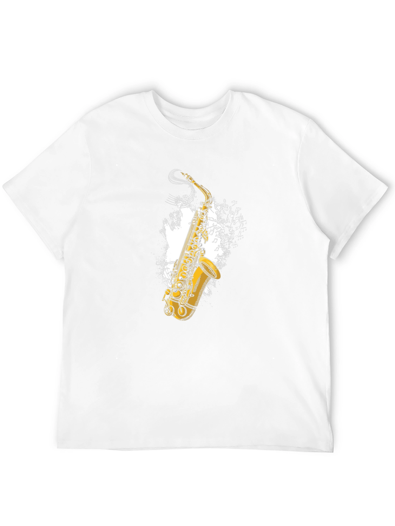 Saxophone Music Notes Graphic Tee - Black Cotton T-Shirt
