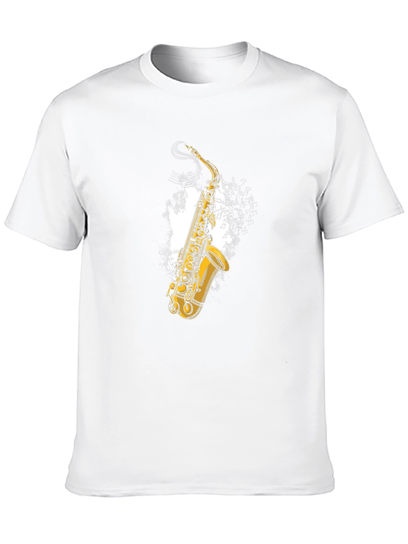 Saxophone Music Notes Graphic Tee - Black Cotton T-Shirt