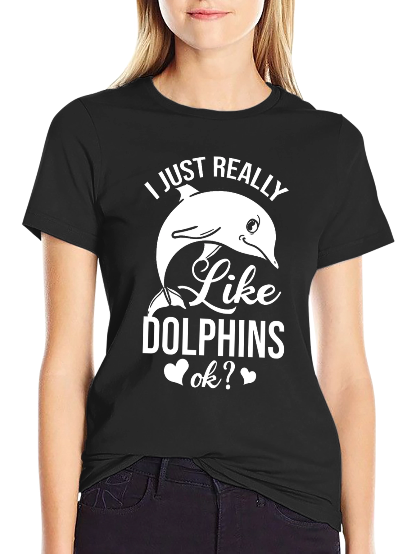 I Just Really Like Dolphins Graphic T-Shirt