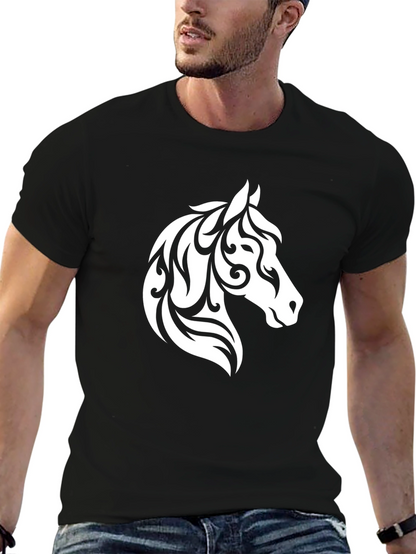 Horse Head Tribal Art Black T-Shirt