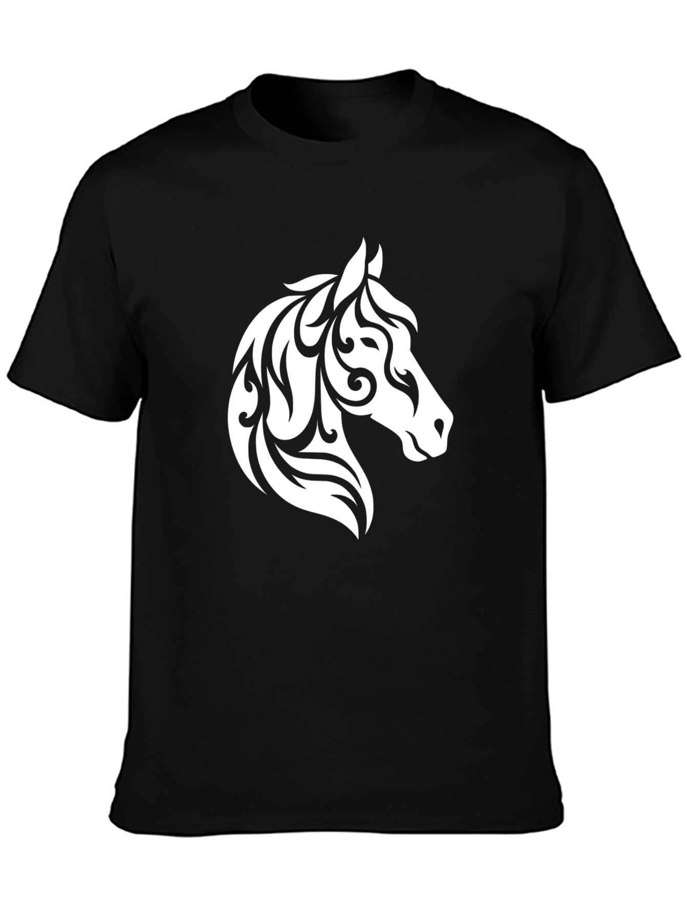 Horse Head Tribal Art Black T-Shirt