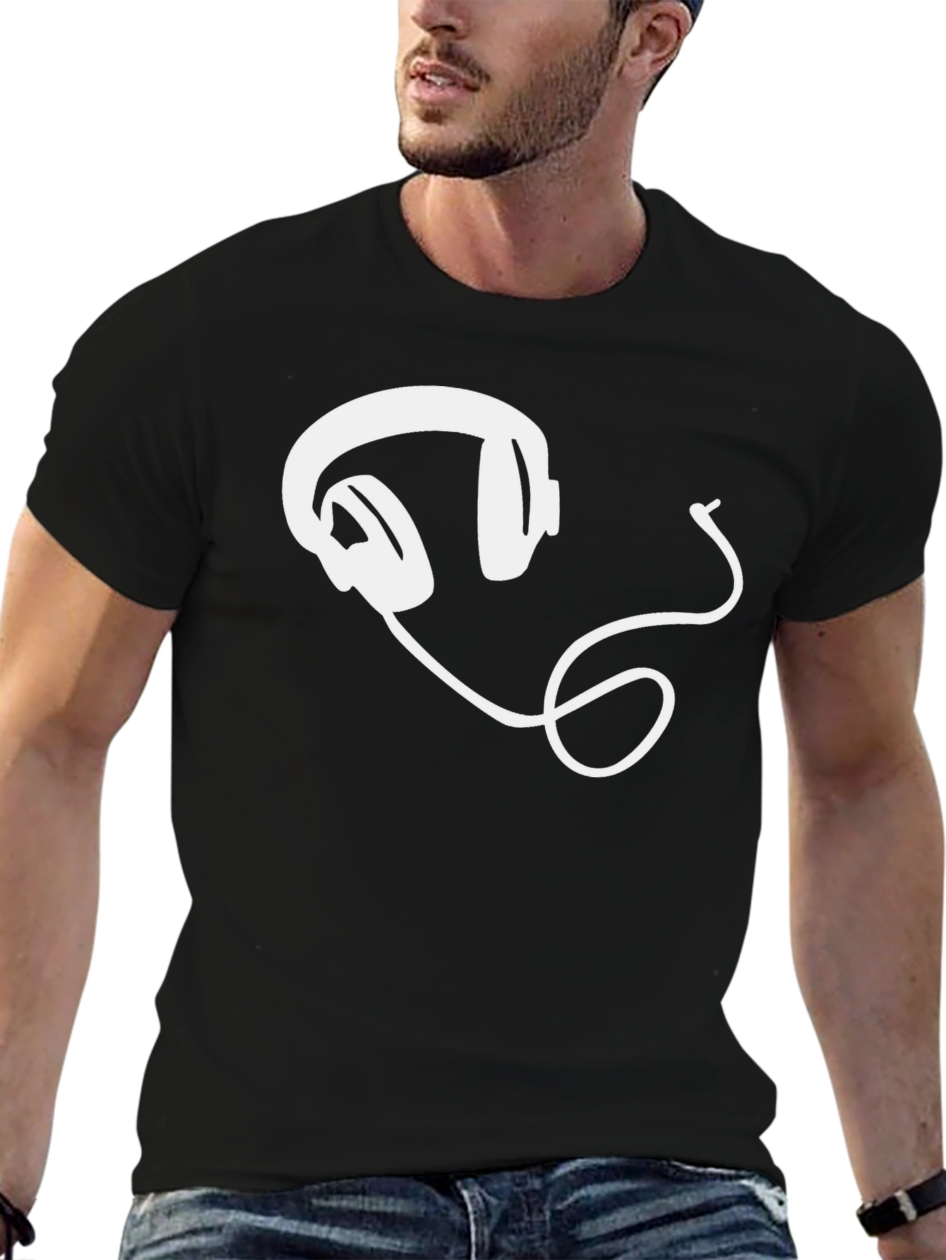 Cool Headphones Graphic Tee - Black