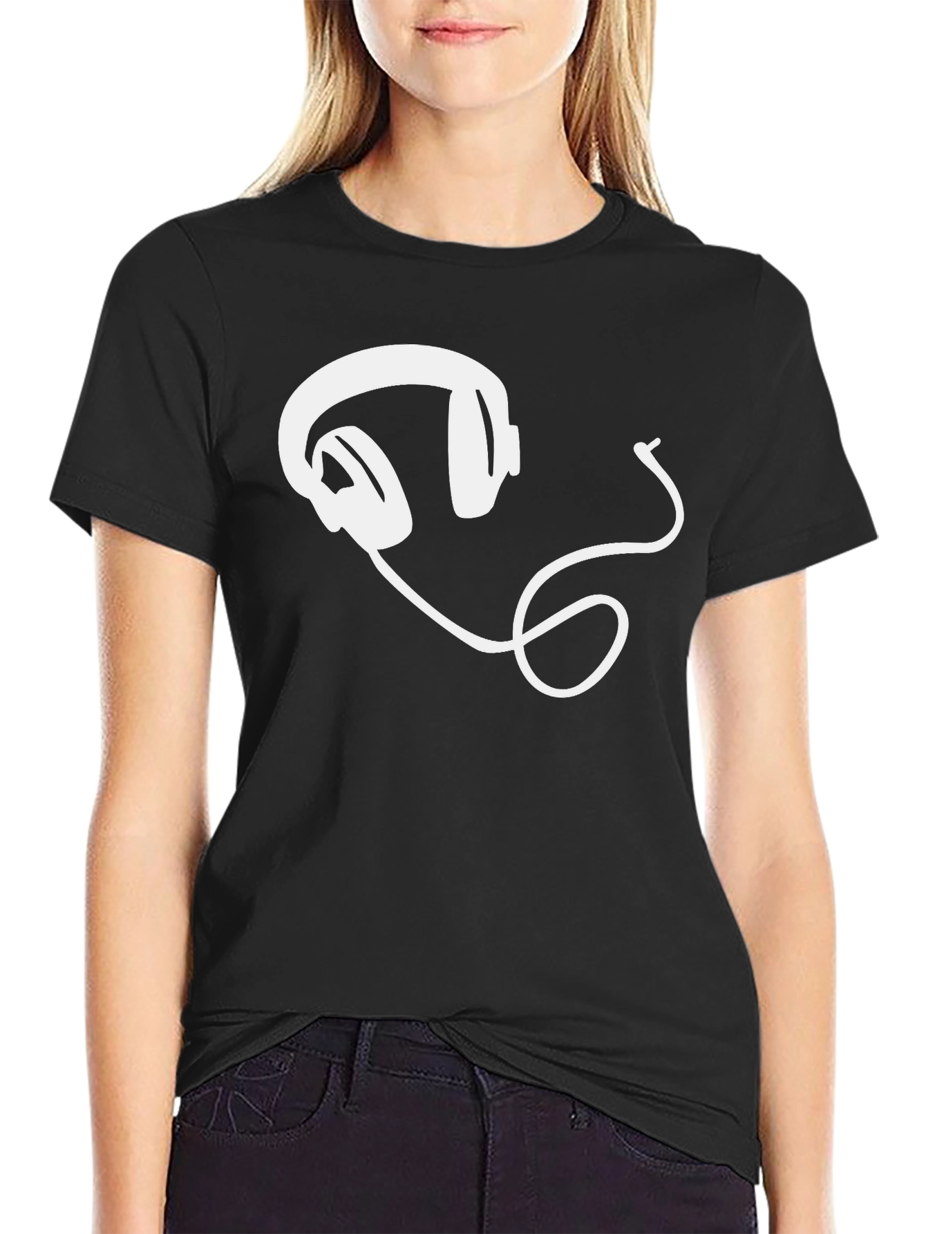 Cool Headphones Graphic Tee - Black