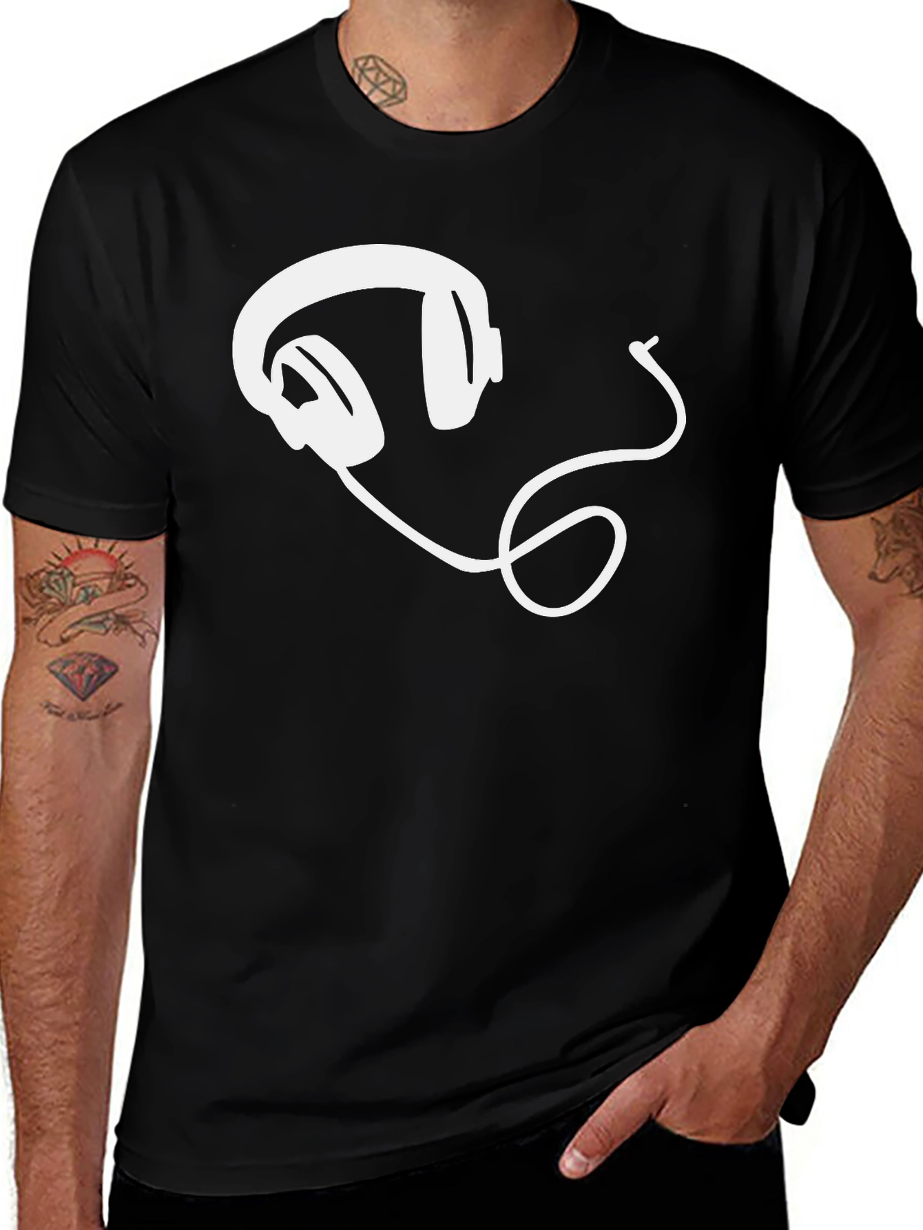 Cool Headphones Graphic Tee - Black