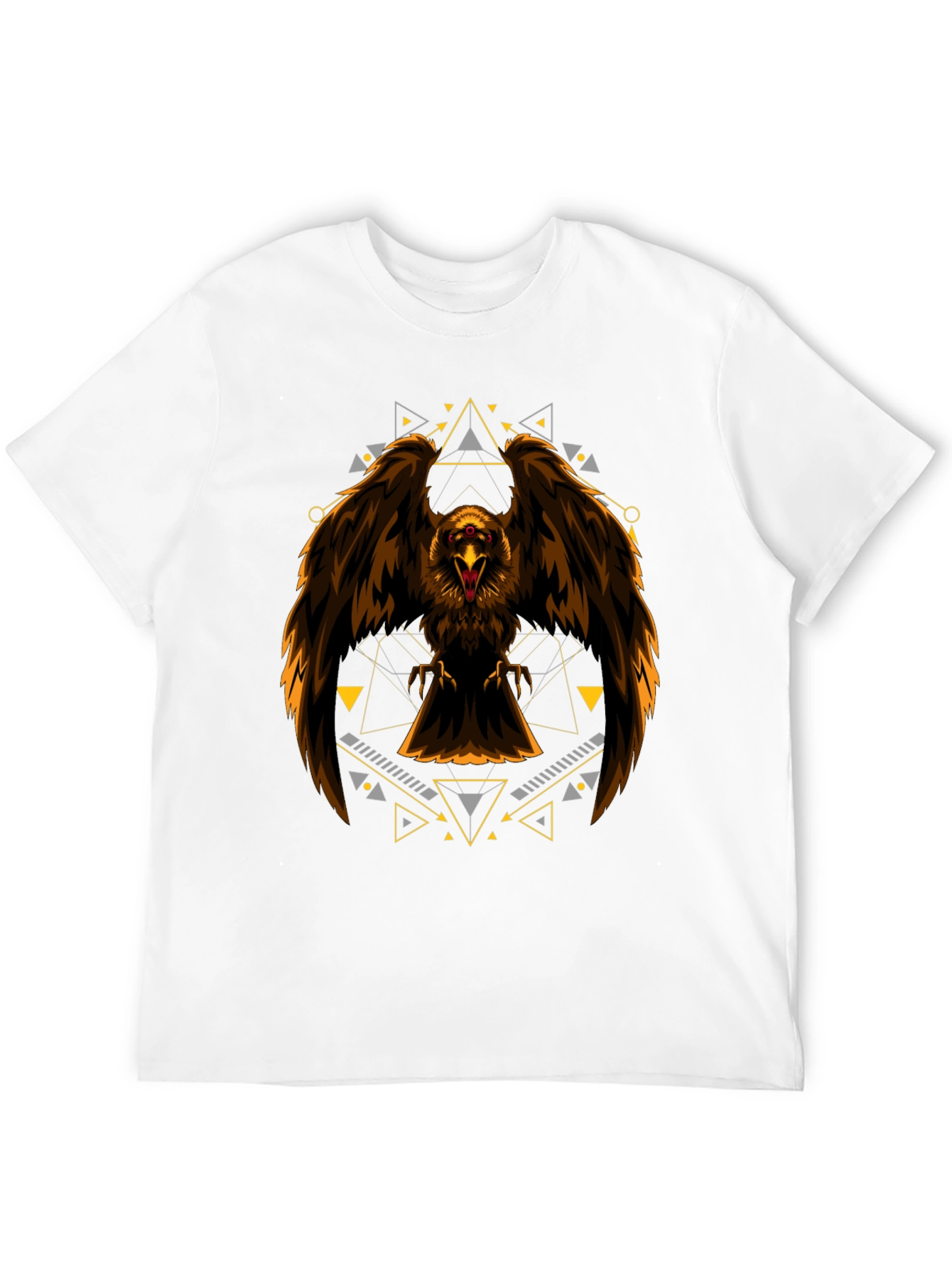 Eagle Geometric Print Black T-Shirt