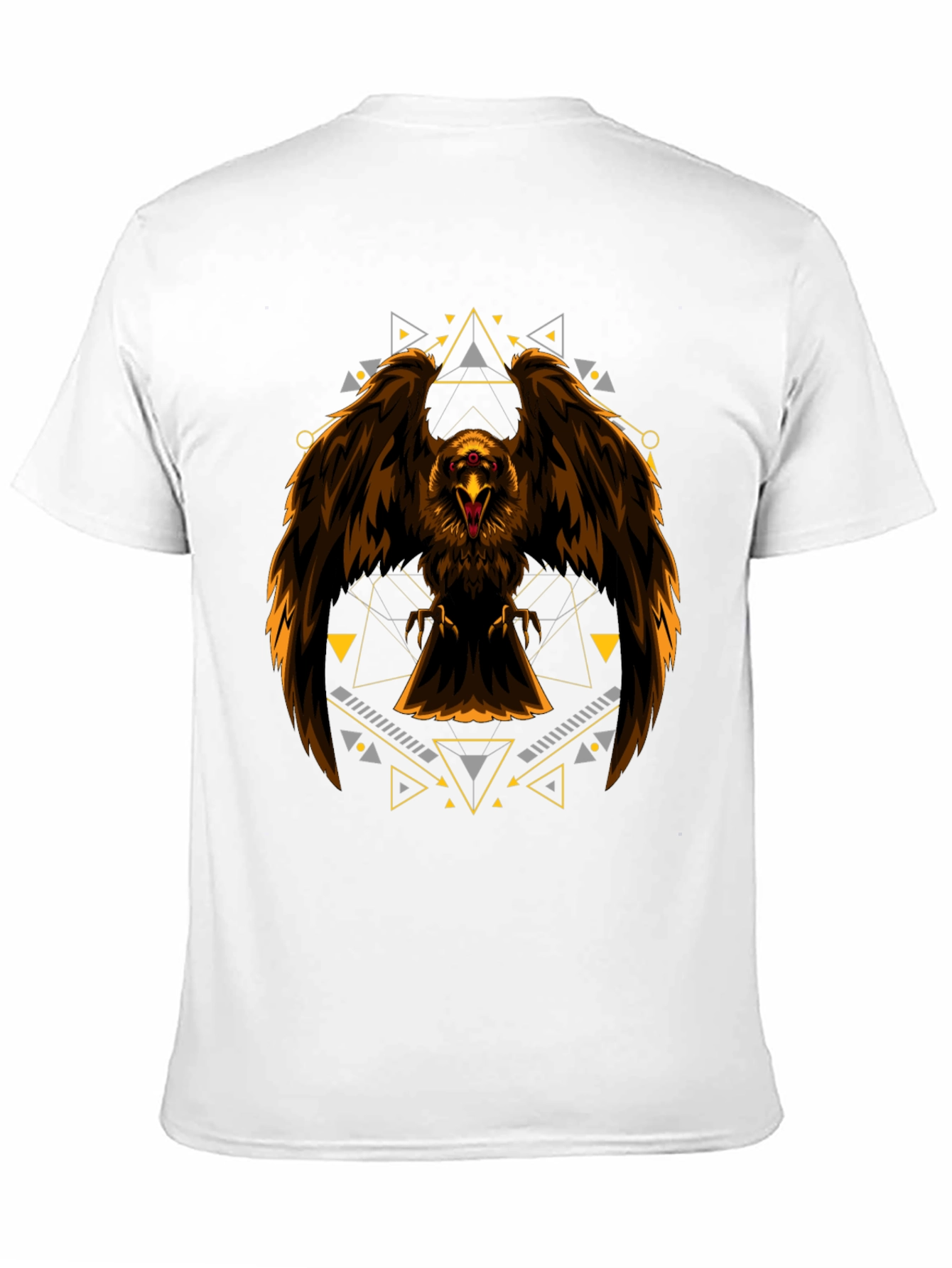 Eagle Geometric Print Black T-Shirt