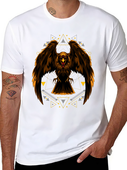 Eagle Geometric Print Black T-Shirt