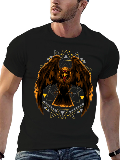 Eagle Geometric Print Black T-Shirt