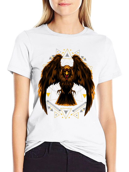 Eagle Geometric Print Black T-Shirt