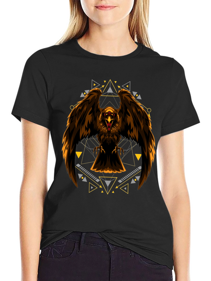Eagle Geometric Print Black T-Shirt