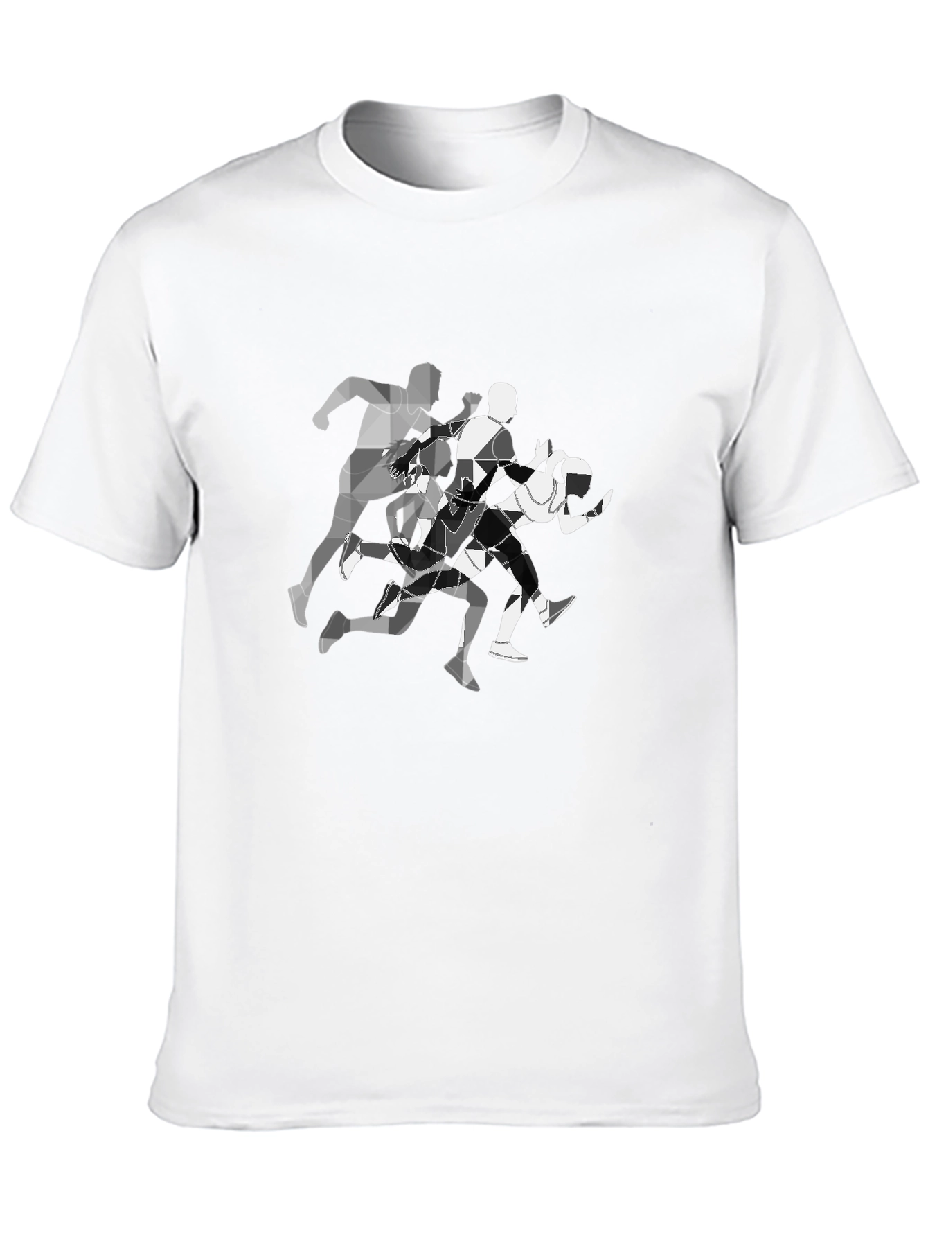 Geometric Runners Graphic Tee - Black Cotton Blend
