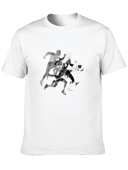 Geometric Runners Graphic Tee - Black Cotton Blend