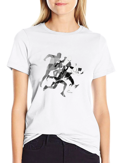 Geometric Runners Graphic Tee - Black Cotton Blend