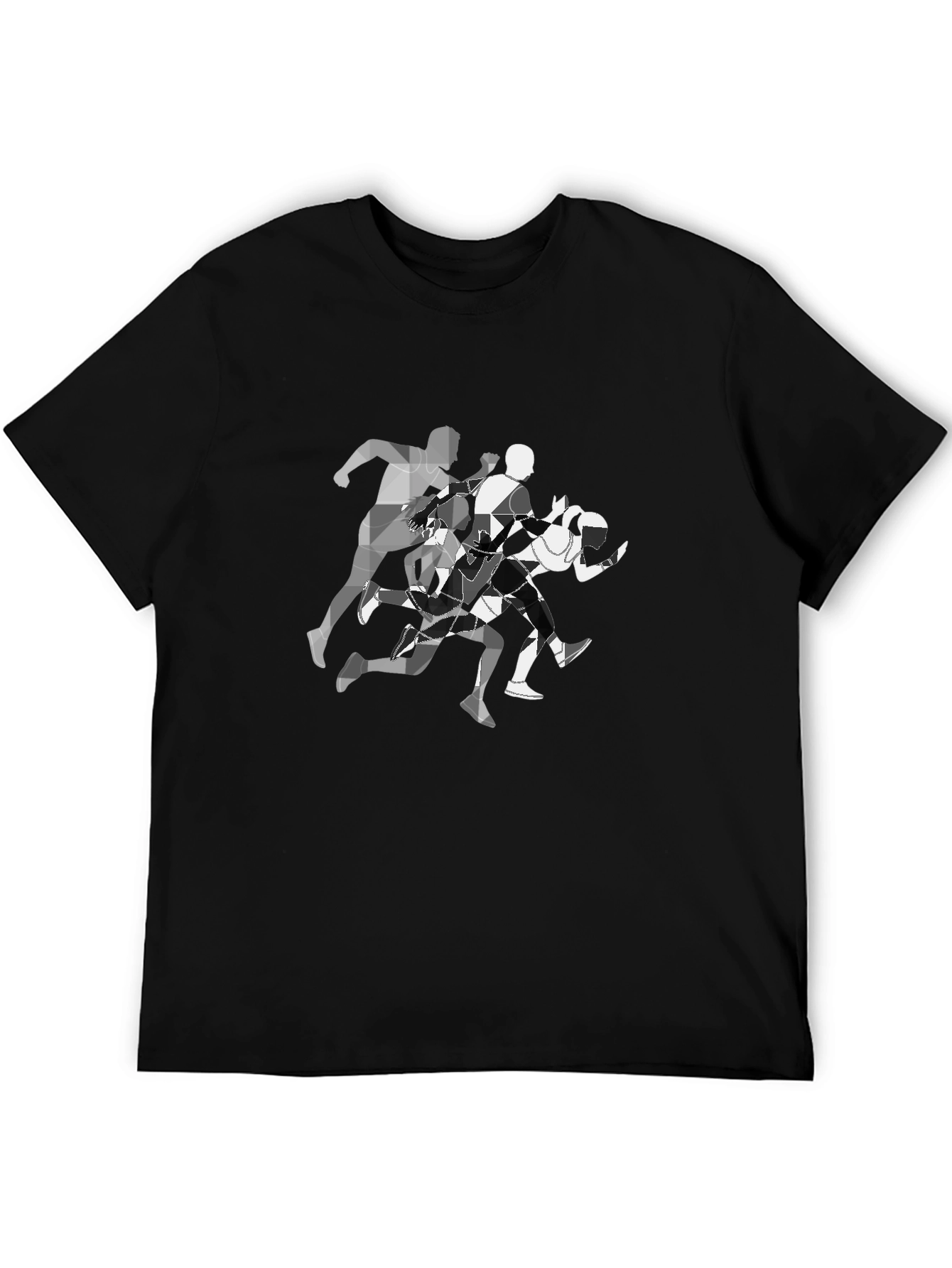 Geometric Runners Graphic Tee - Black Cotton Blend