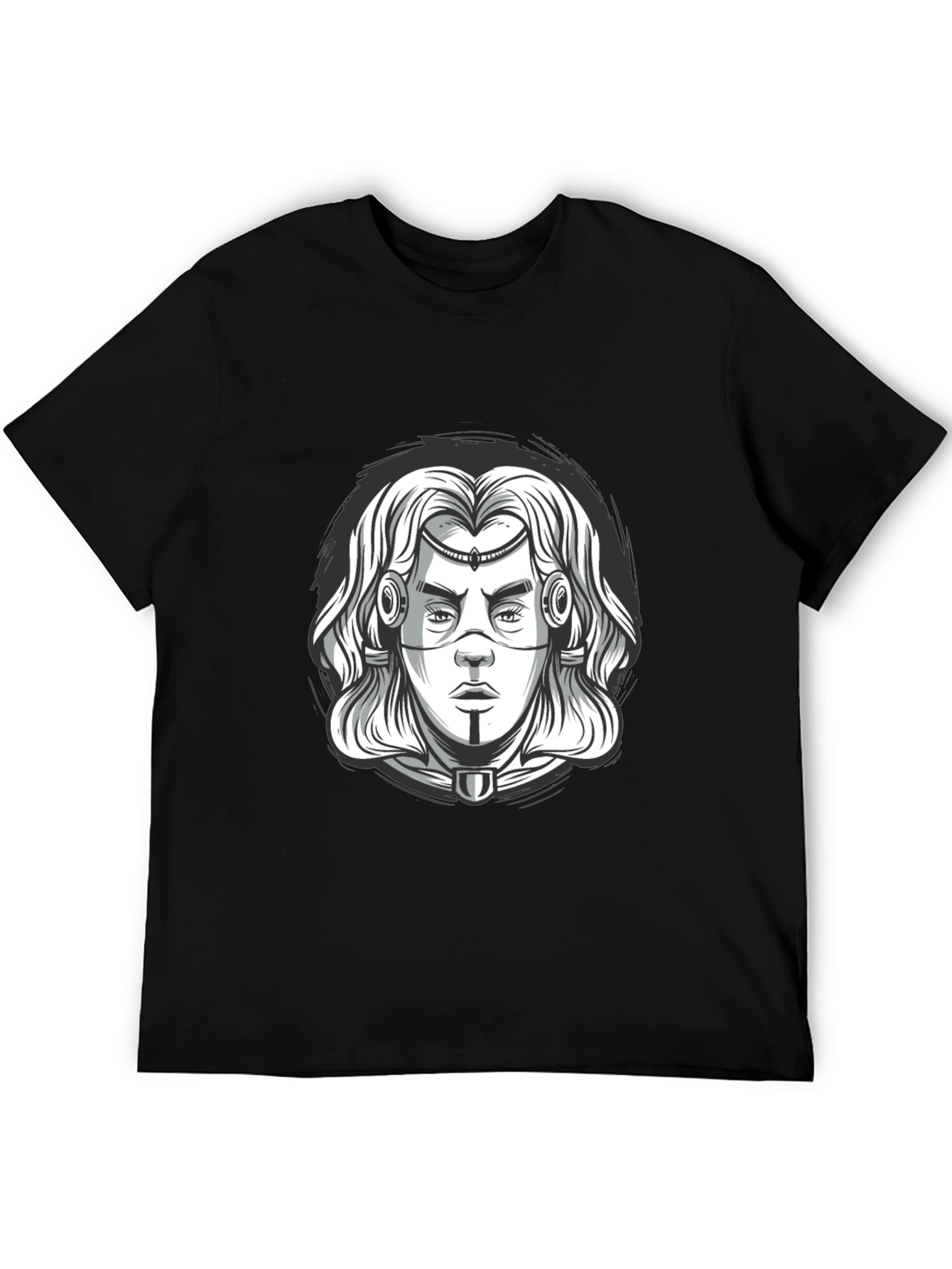 Cyberpunk Warrior Graphic Tee - Black