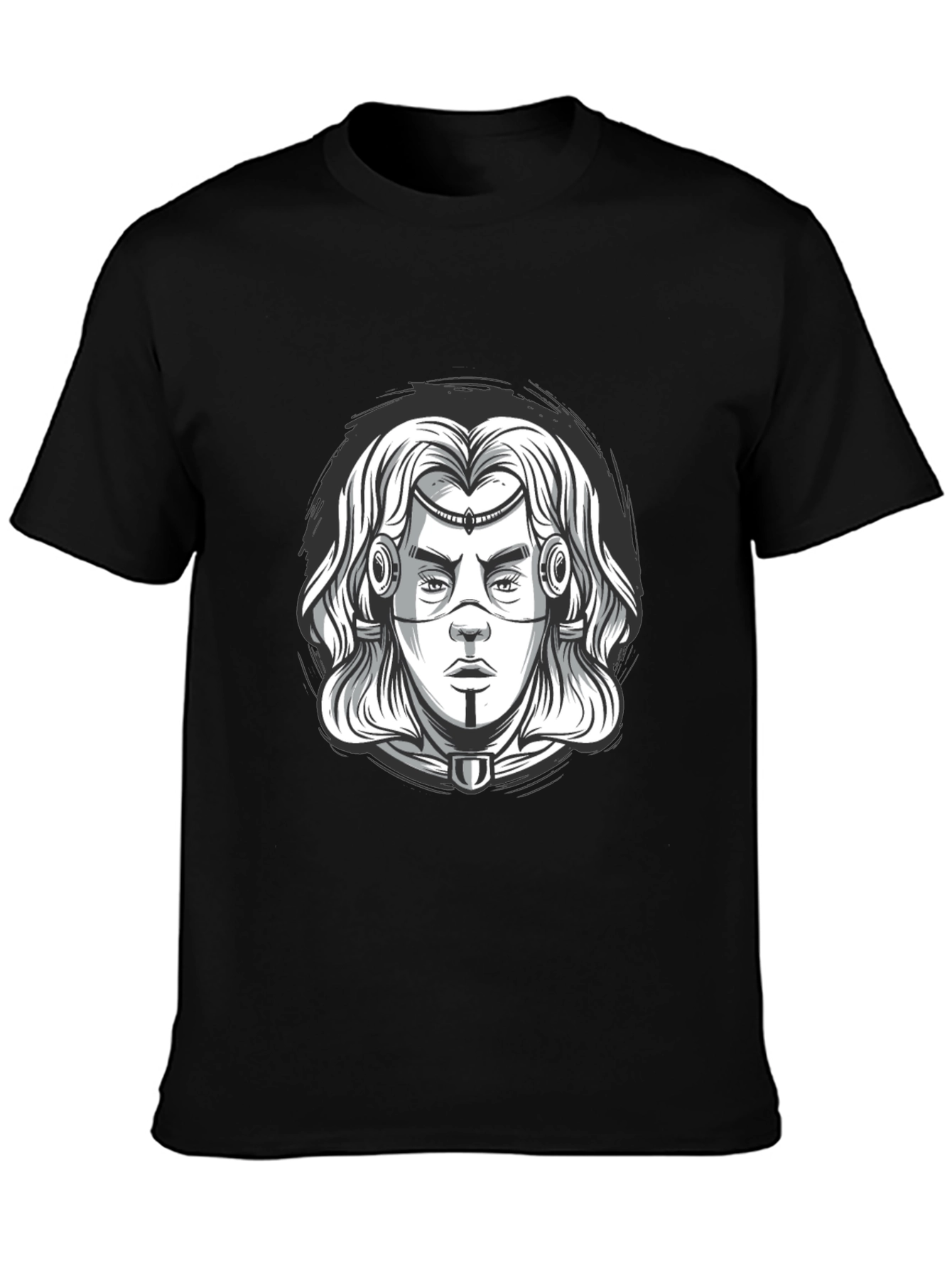 Cyberpunk Warrior Graphic Tee - Black