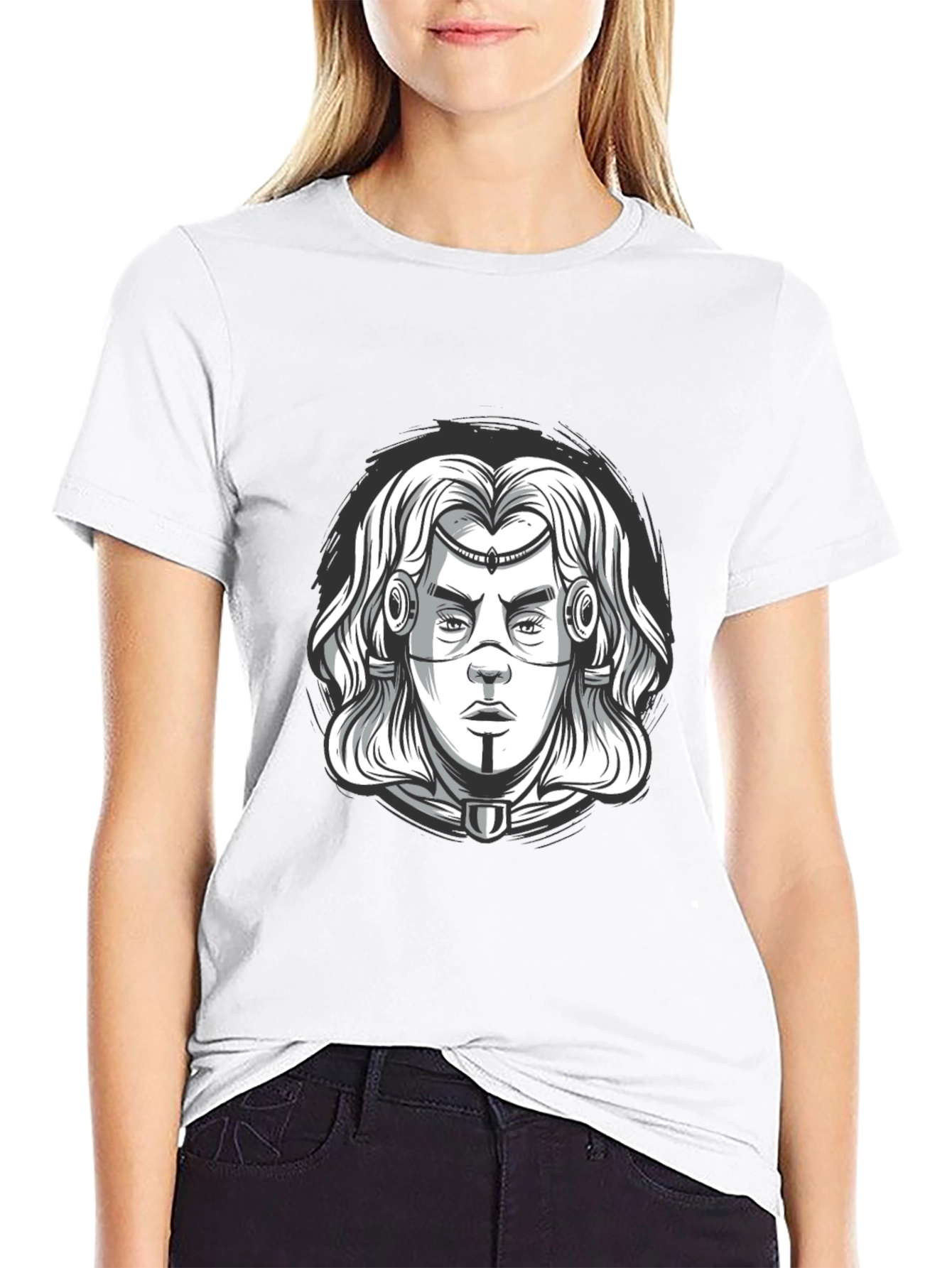 Cyberpunk Warrior Graphic Tee - Black