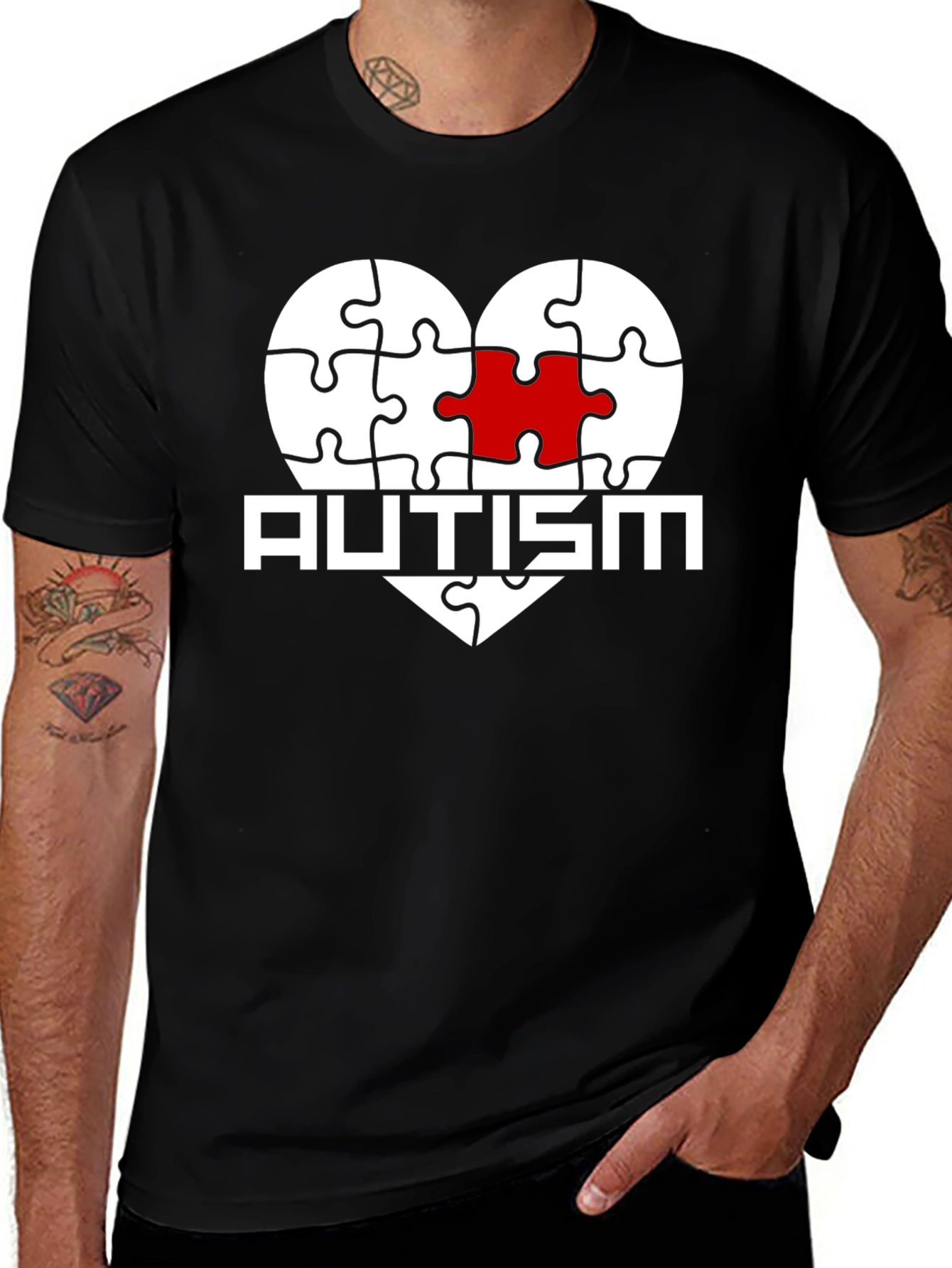 Autism Awareness Puzzle Heart Graphic T-Shirt