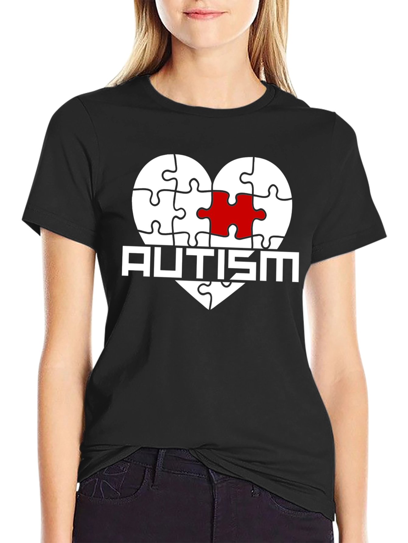 Autism Awareness Puzzle Heart Graphic T-Shirt