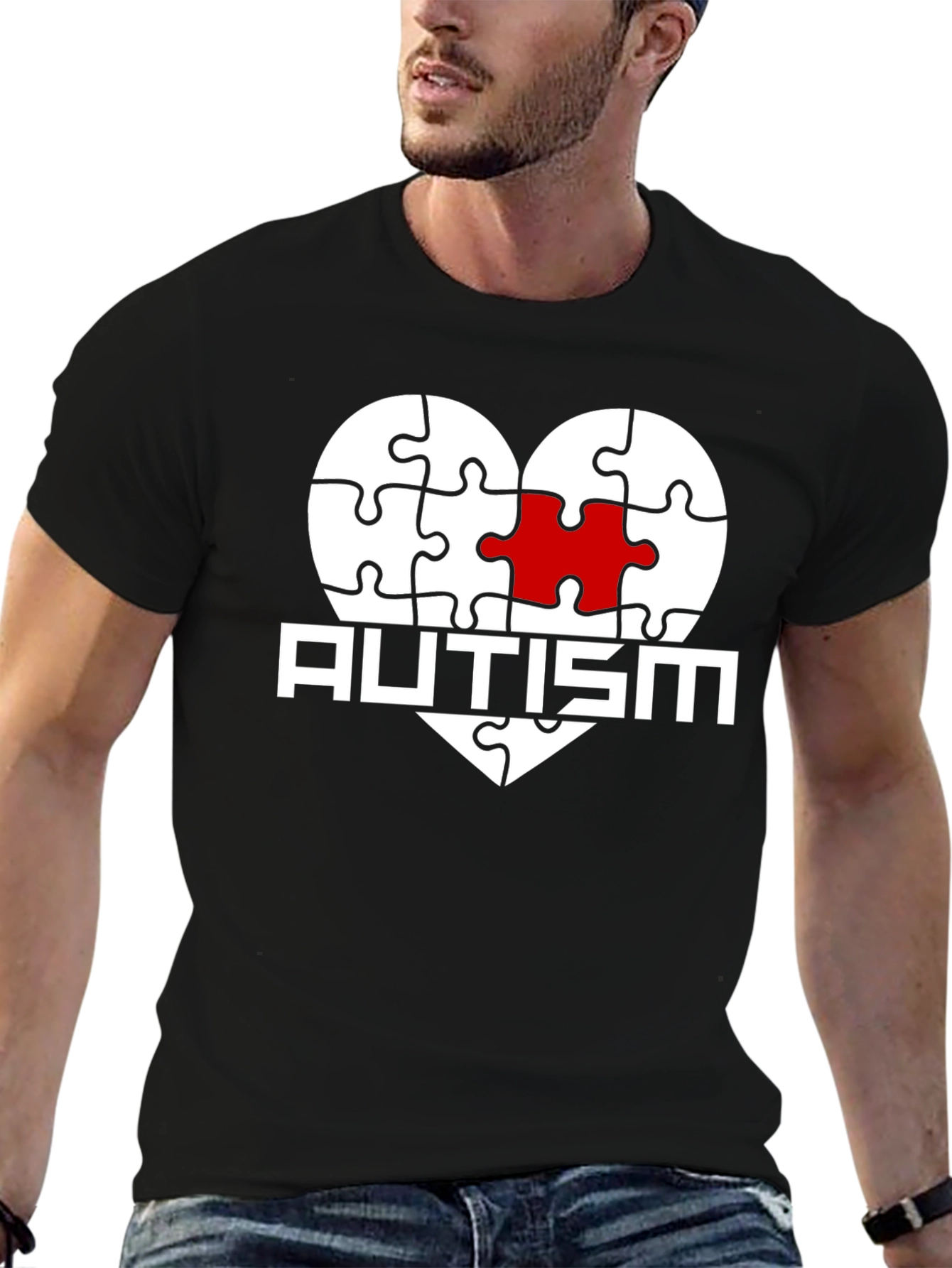 Autism Awareness Puzzle Heart Graphic T-Shirt