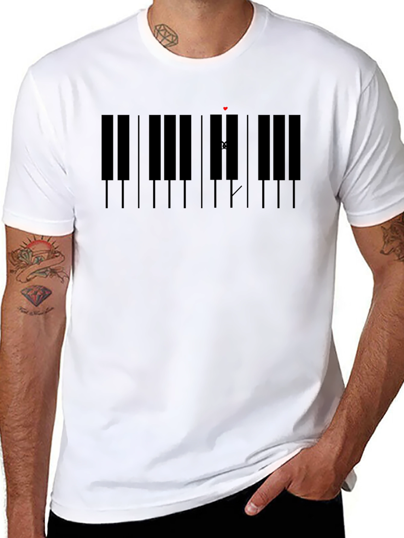 Piano Keys Heartbeat T-Shirt - Music Lover Tee