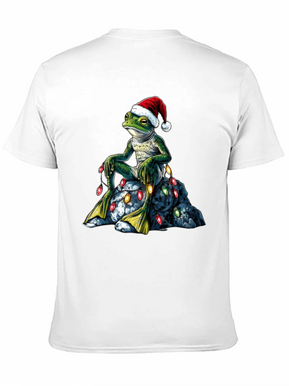 Festive Frog T-Shirt - Christmas Lights & Santa Hat