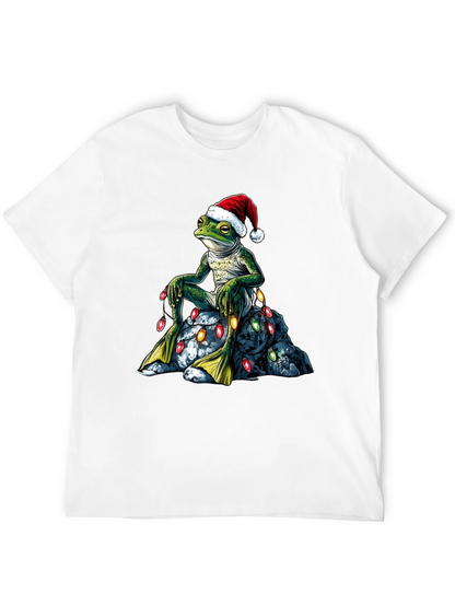 Festive Frog T-Shirt - Christmas Lights & Santa Hat
