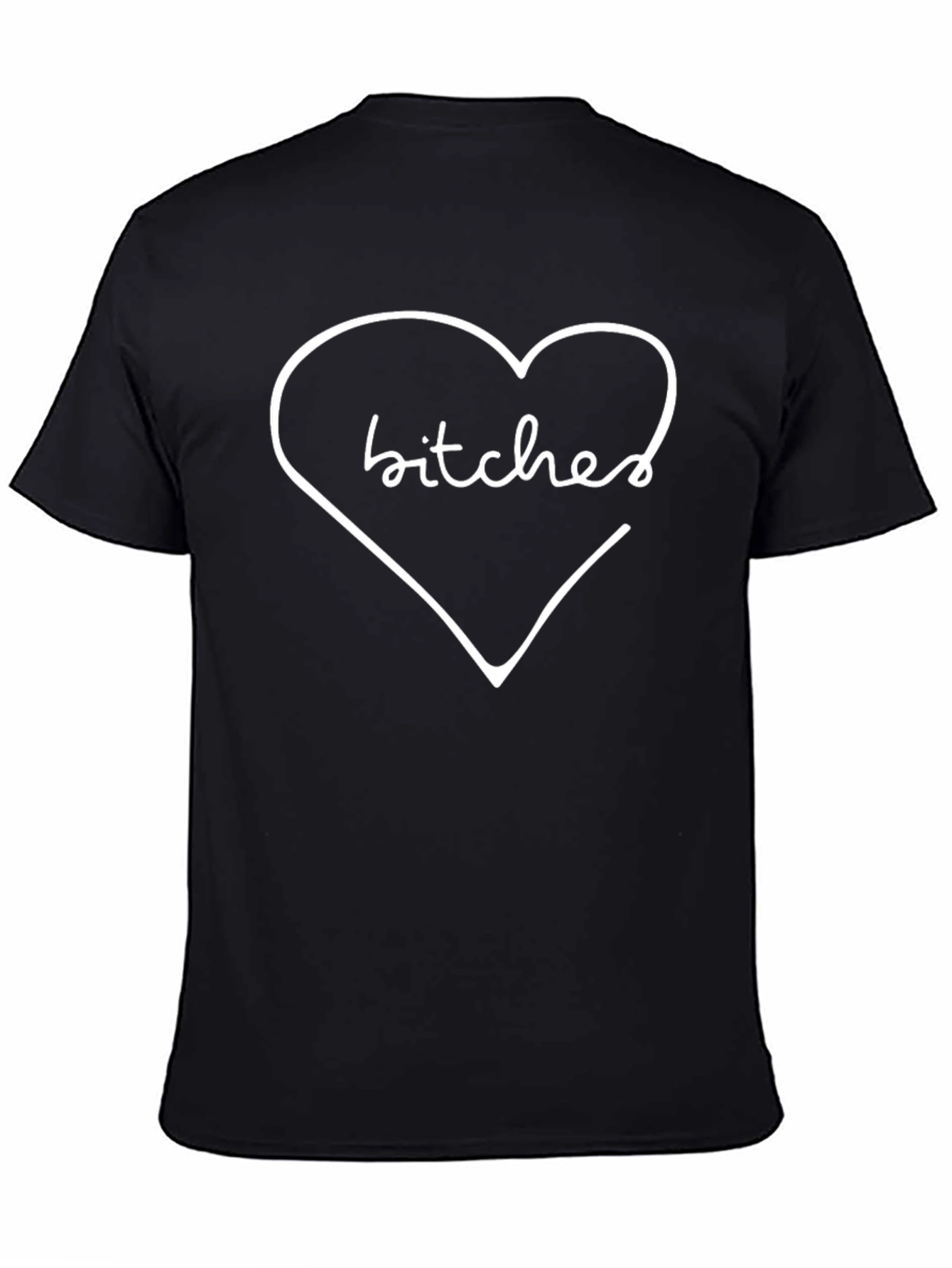 Heart Bitches Graphic Tee - Casual Black T-Shirt