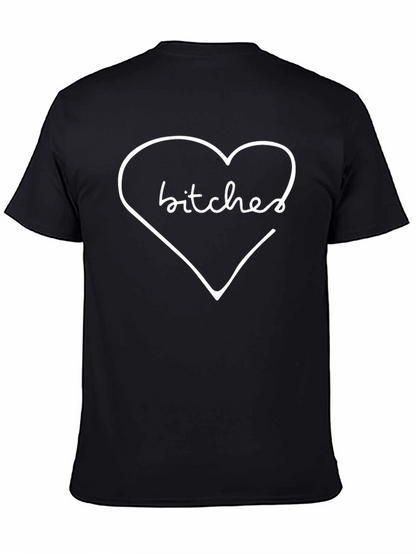 Heart Bitches Graphic Tee - Casual Black T-Shirt