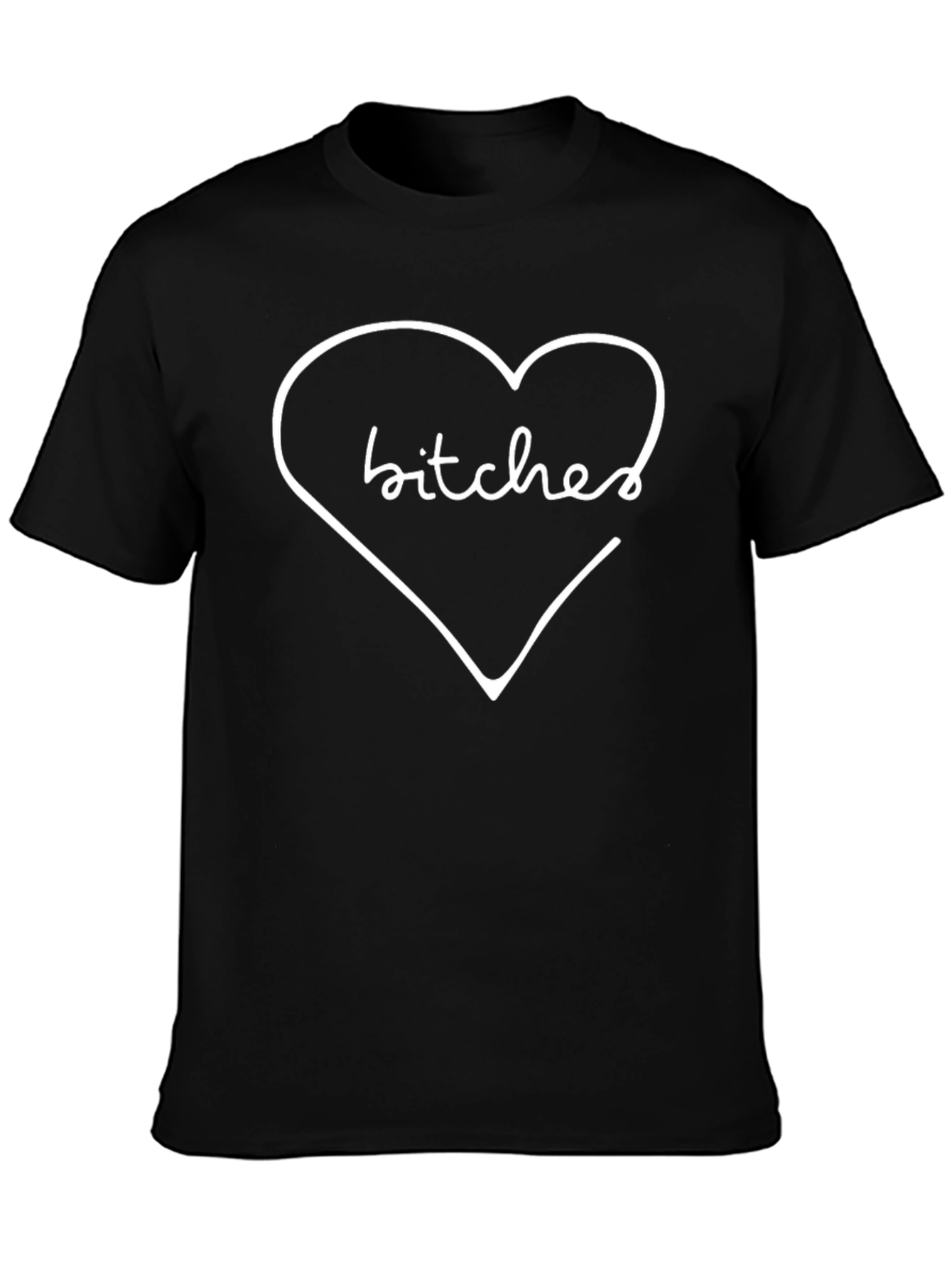 Heart Bitches Graphic Tee - Casual Black T-Shirt