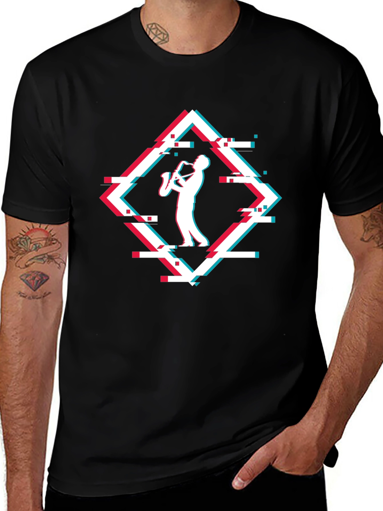 Saxophone Glitch T-Shirt - Music Lover Tee